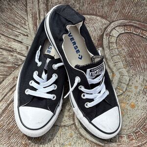 Converse Low Top Canvas Sneakers in Black and White